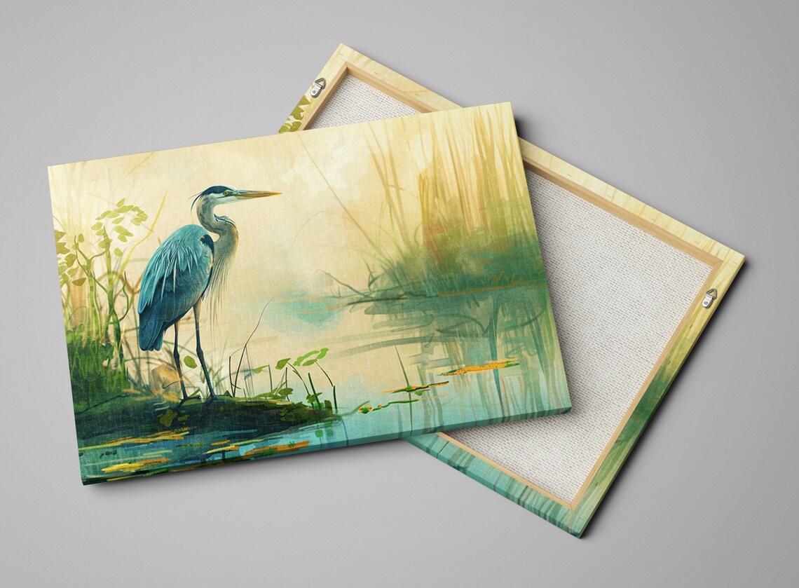 Blue Heron Misty Morning Art Print, Ethereal Bird - Image 4