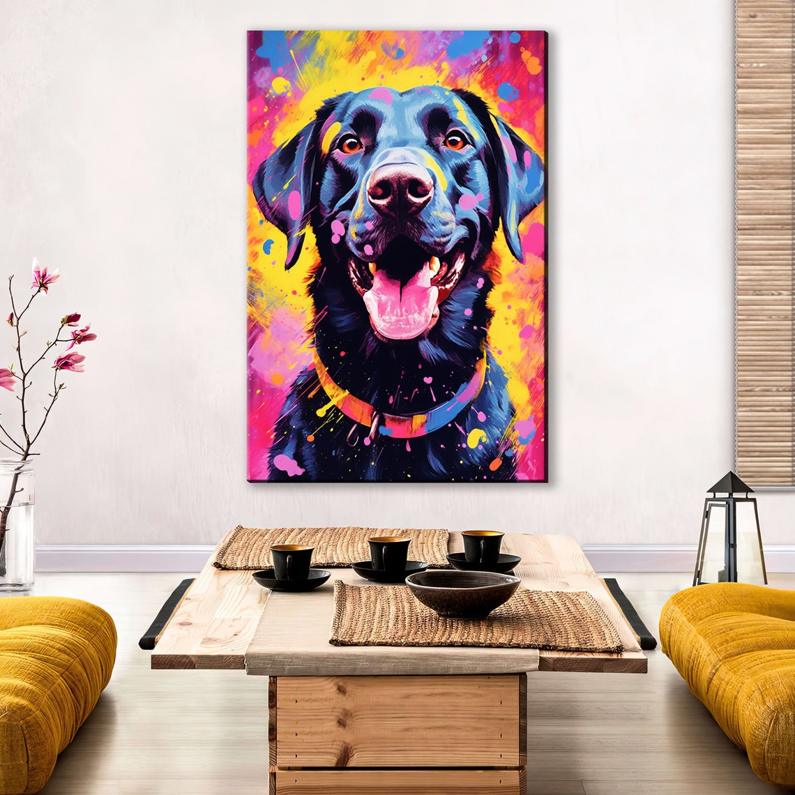 Black Labrador Pop Art Portrait Colorful Splash Happy Lab Print Poster - Image 4