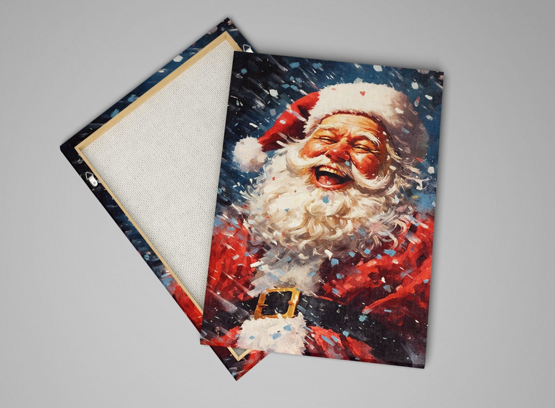 Jolly Laughing Santa Claus Snowfall Night Joyful Christmas Art Print - Image 5