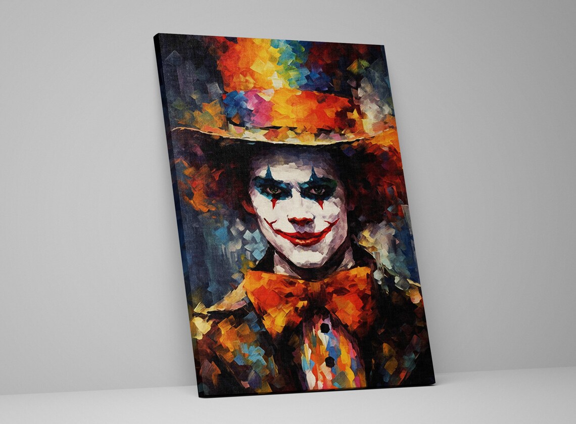Scary Clown Portrait Colorful Top Hat Creepy Halloween Circus Poster - Image 5
