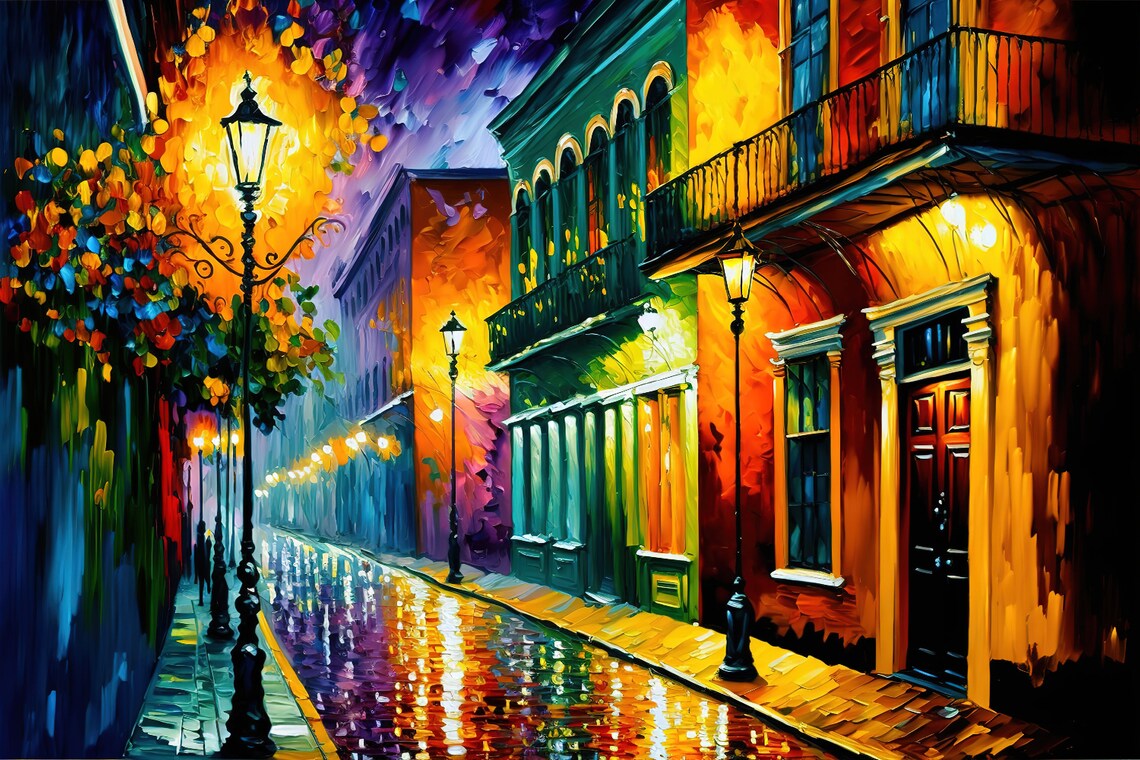 New Orleans French Quarter Impressionist Street Scene Print - Image 5