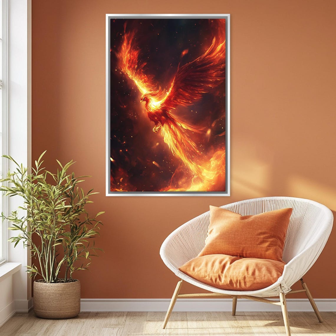 Fiery Phoenix Rising From Flames Mythical Bird Fantasy Wall Art Poster - Image 5
