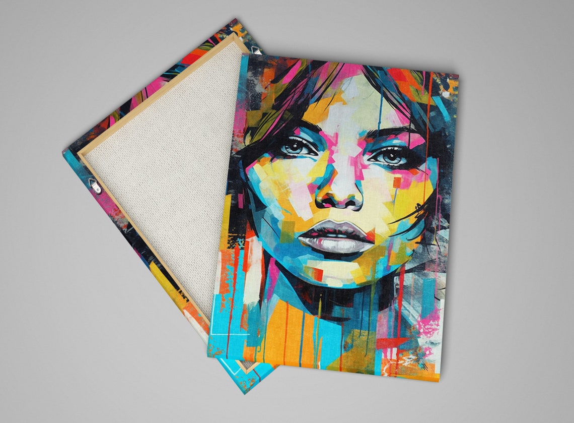 Colorful Woman Face Pop Art Portrait Paint Drip Fashion Poster - Image 4