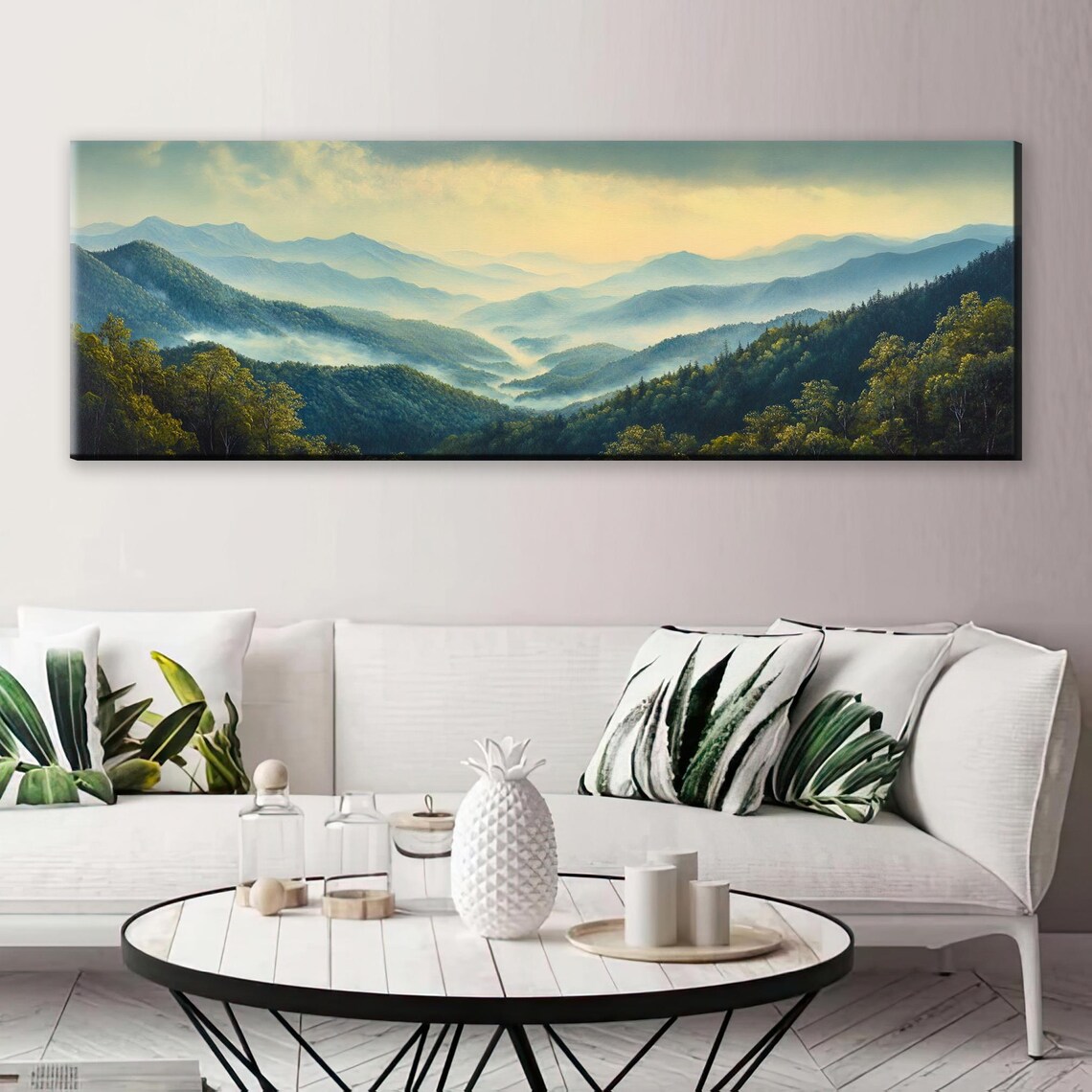Panoramic Smoky Mountains Wall Art Framed Or Unframed Long Horizontal Gallery Wrapped Gicle Ready To Hang Extra Large Wall Art - Image 5