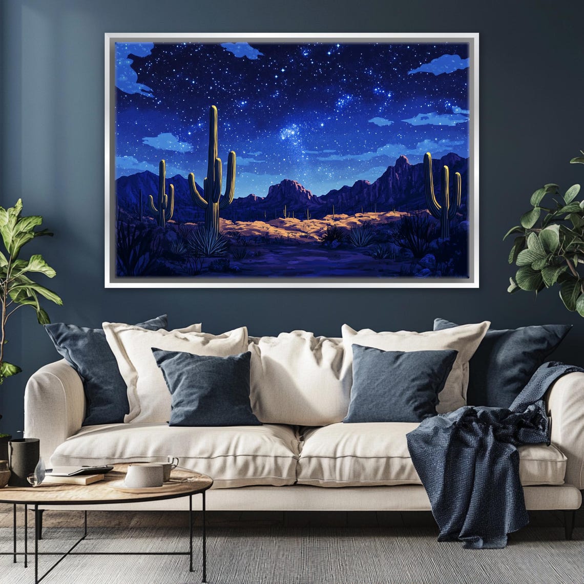 Sonoran Desert Night Starry Sky Saguaro Cactus Landscape Art Poster - Image 5