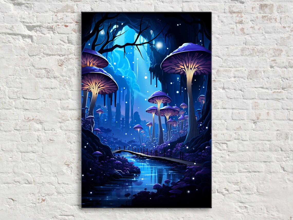 Into The Unknown Mystical Mushroom Forest, Art Print