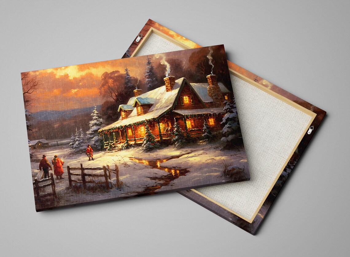 Holiday Gathering Christmas Scene, Kinkade-Inspired Poster - Image 5