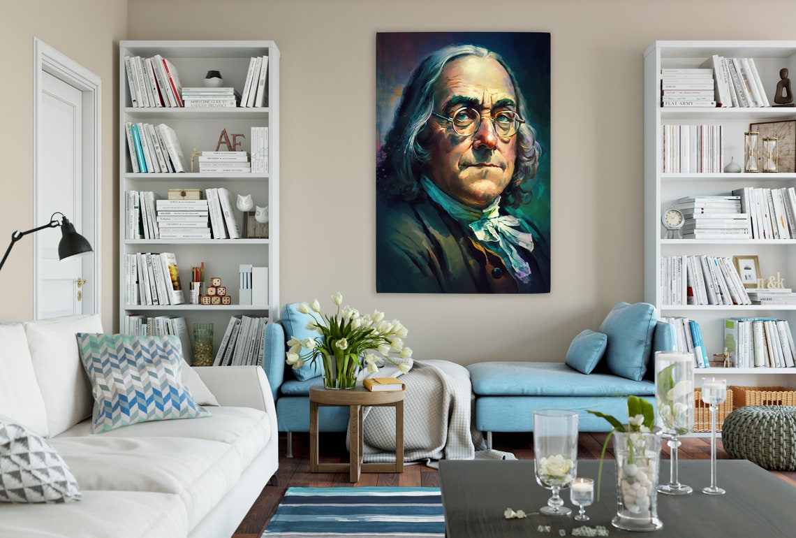 Benjamin Franklin Portrait Painterly Historical Founding Father Print - Image 3
