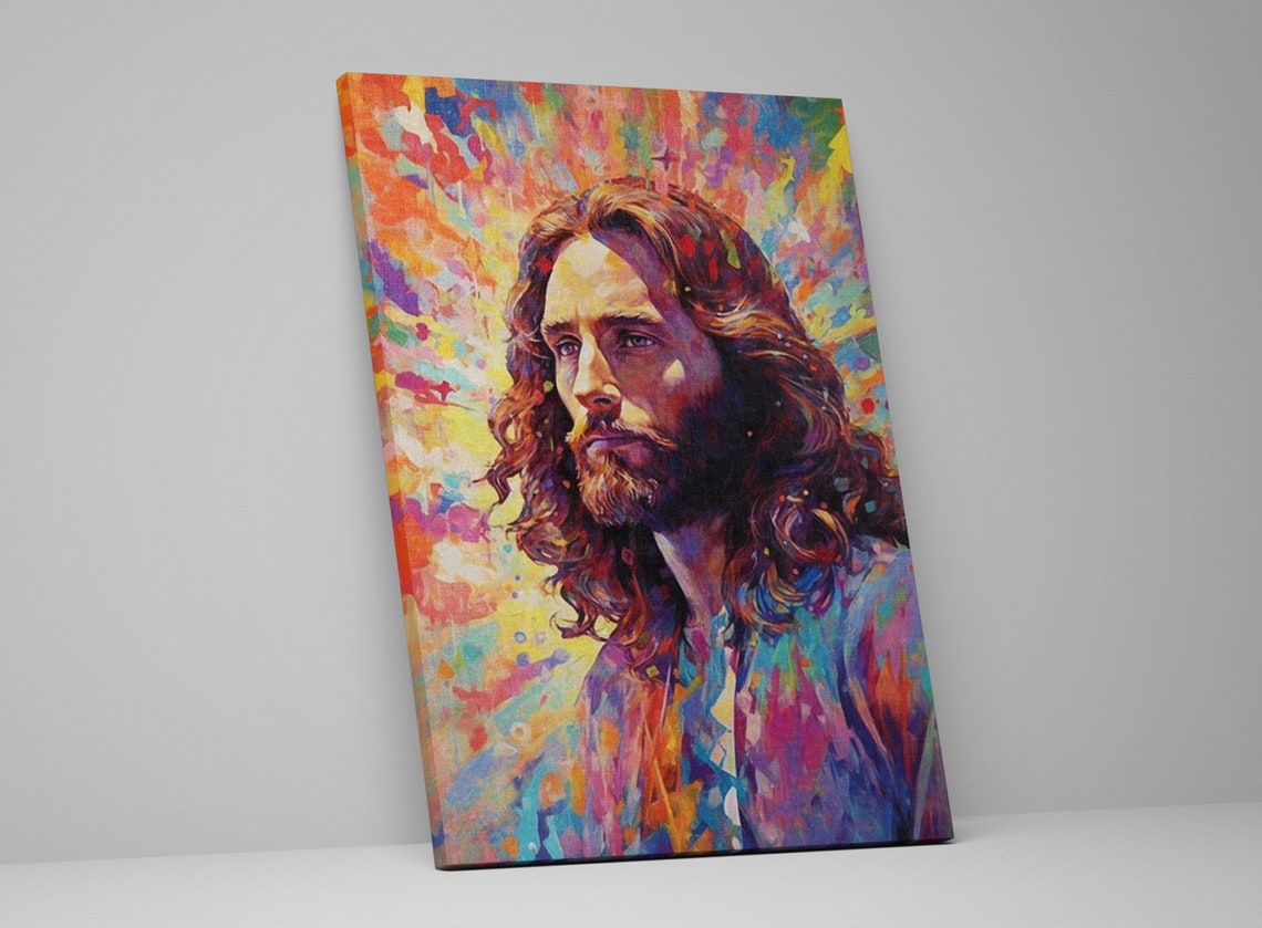 Jesus Christ Colorful Portrait Impressionist Religious Wall Art Poster - Image 4