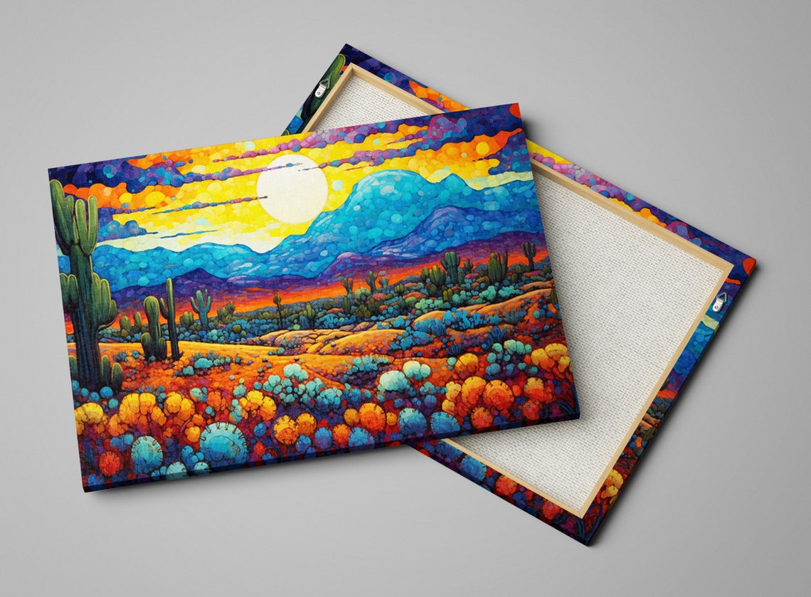 Arizona Desert Southwest Landscape Robotic Expressionism Western Wall Art Painting Print Large - Image 4