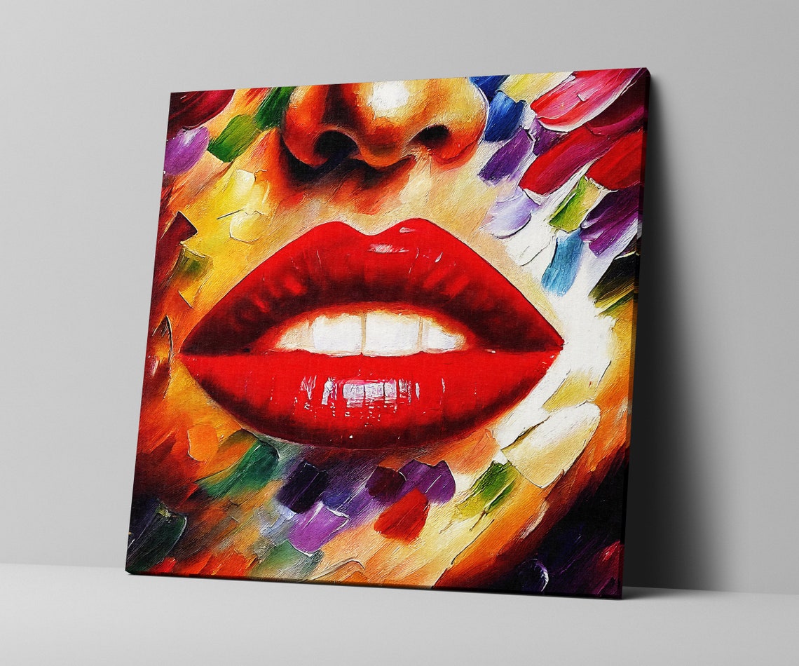 Red Lips Glamorous Glossy Close Up Bold Color Modern Beauty Poster - Image 2