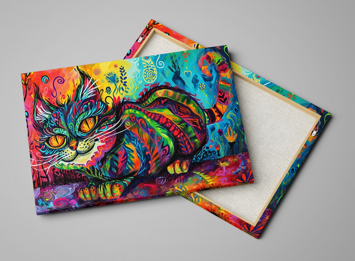 Cheshire Cat Wonderland Whimsical Psychedelic Colorful Grin Art Print - Image 5
