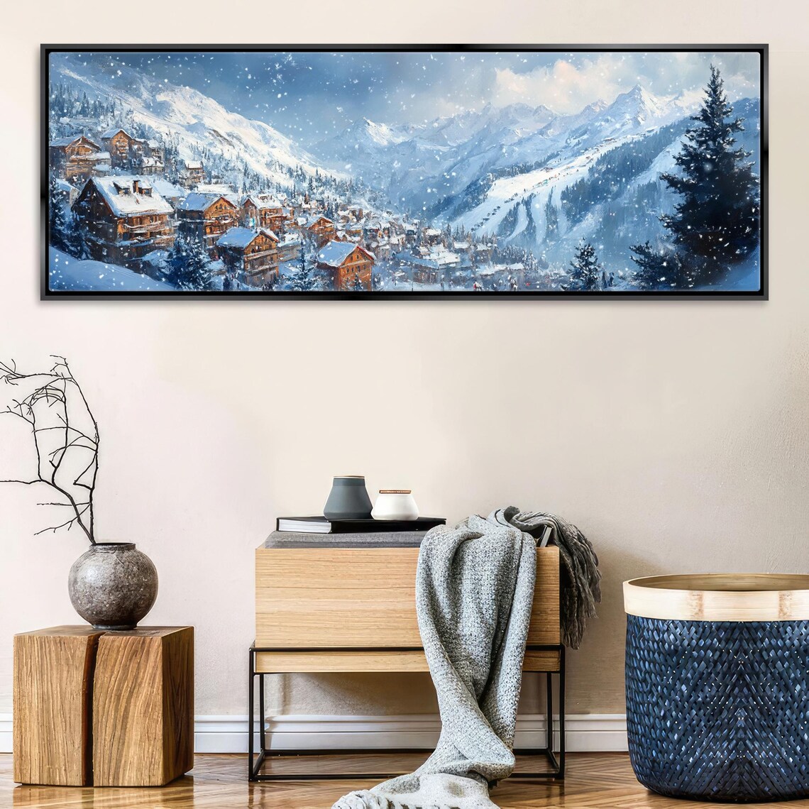 Scenic Mountain Ski Resort Wall Panoramic Framed Unframed Long Horizontal Gallery Wrapped Ready To Hang Extra Large Wall Art - Image 5