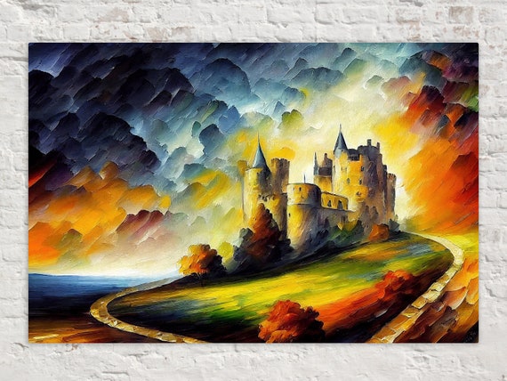 Castle Wall Art Fantasy Oil Painting Reproduction Print Colorful Decor Art