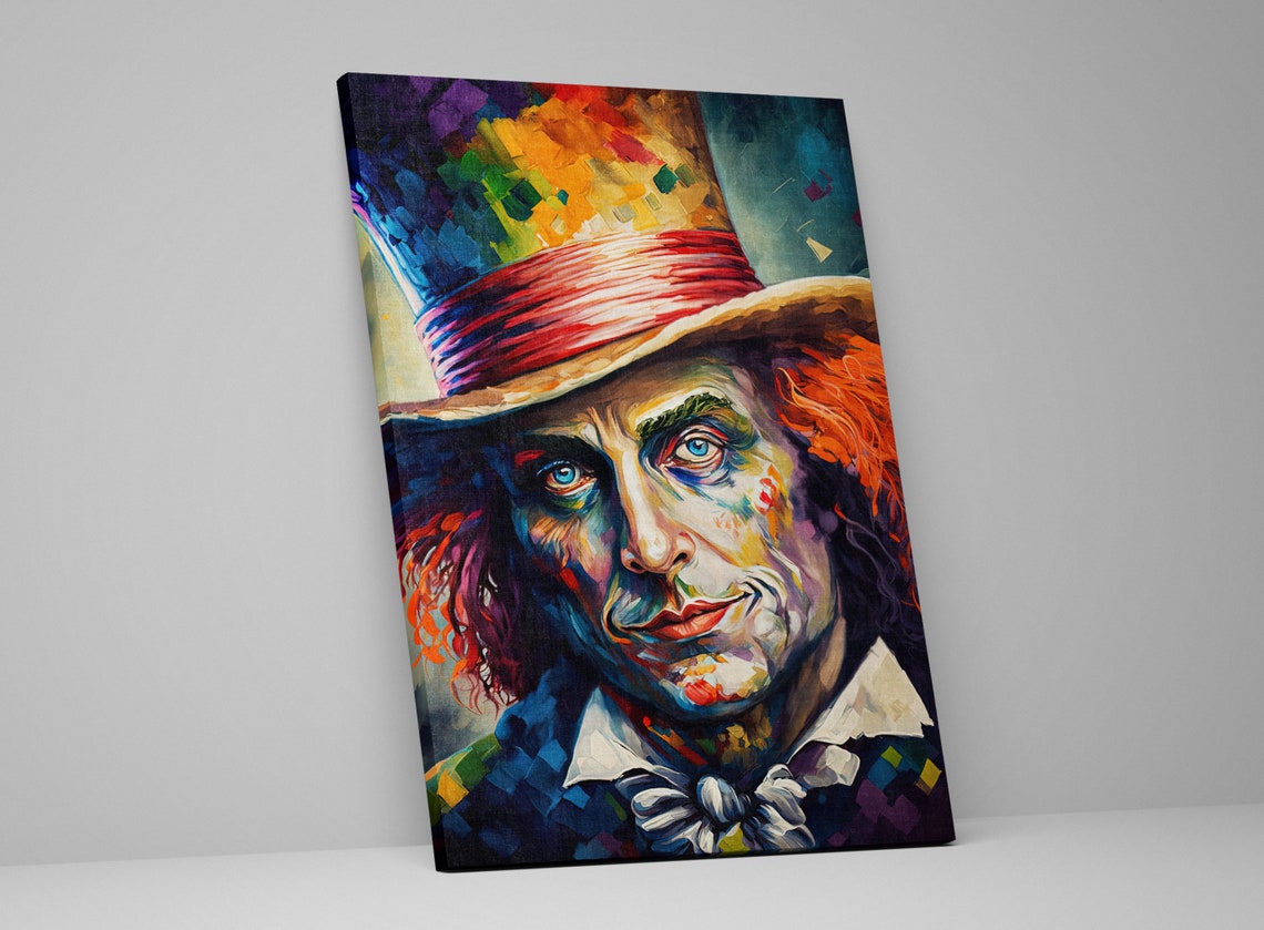 Mad Hatter Portrait Wall Art Alice In Wonderland Painting Reproduction Fantasy Art Print Vibrant Colorful Art - Image 3