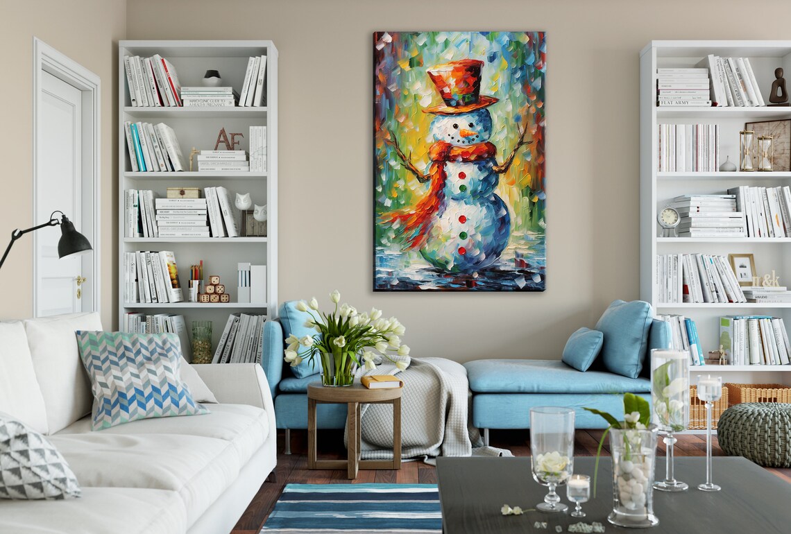 Christmas Season Snowman Festive Wall Art Print - Image 2