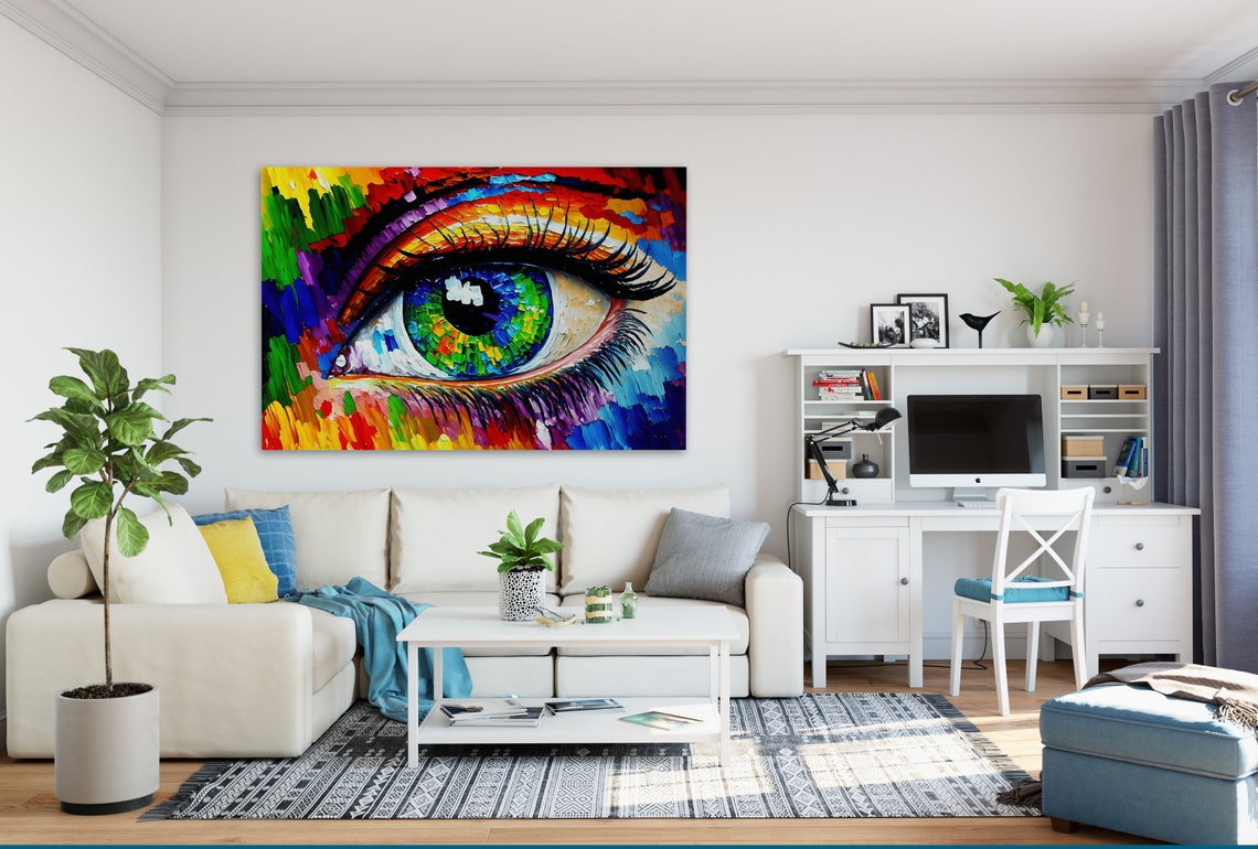 Colorful Abstract Eye Rainbow Iris Bold Brushstroke Modern Poster - Image 2