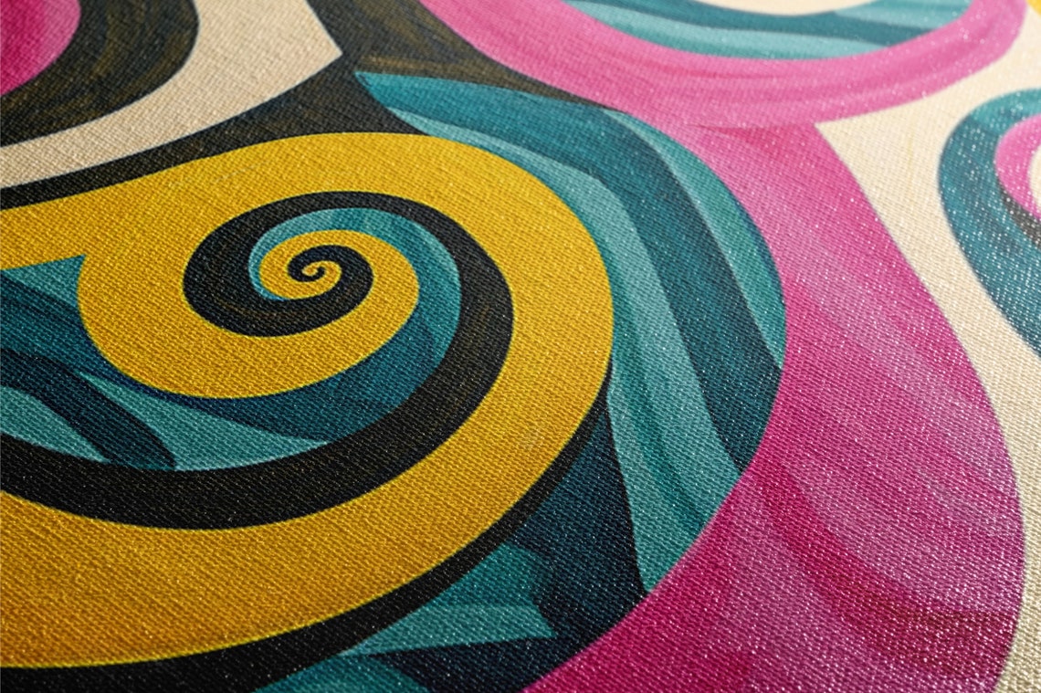 Modern Pop Art Pattern Painting Bold Colors Gicle Print On Gallery Wrapped Artist Ready To Hang Available In Extra Large Sizes - Image 3