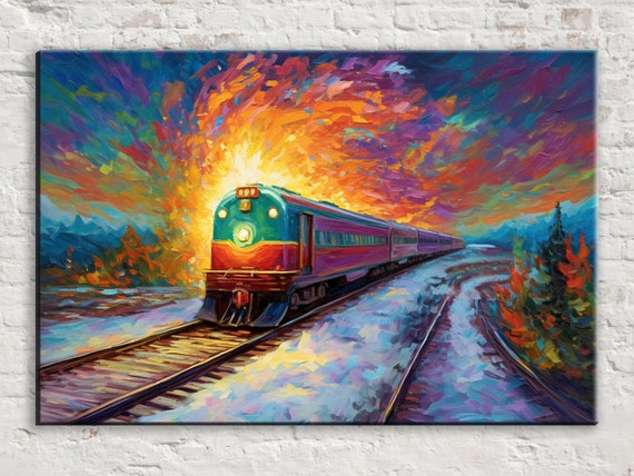 Dynamic Railroad Cargo Transport Print Giclee Print On Gallery Wrapped Artist Ready To Hang Available In Extra Large Sizes