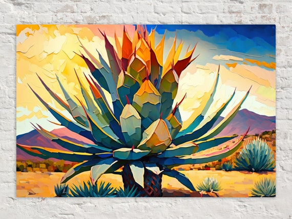 Agave Southwestern Scene Desert Landscape Gicle Print On Gallery Wrapped Artist Ready To Hang Available In Extra Large Sizes