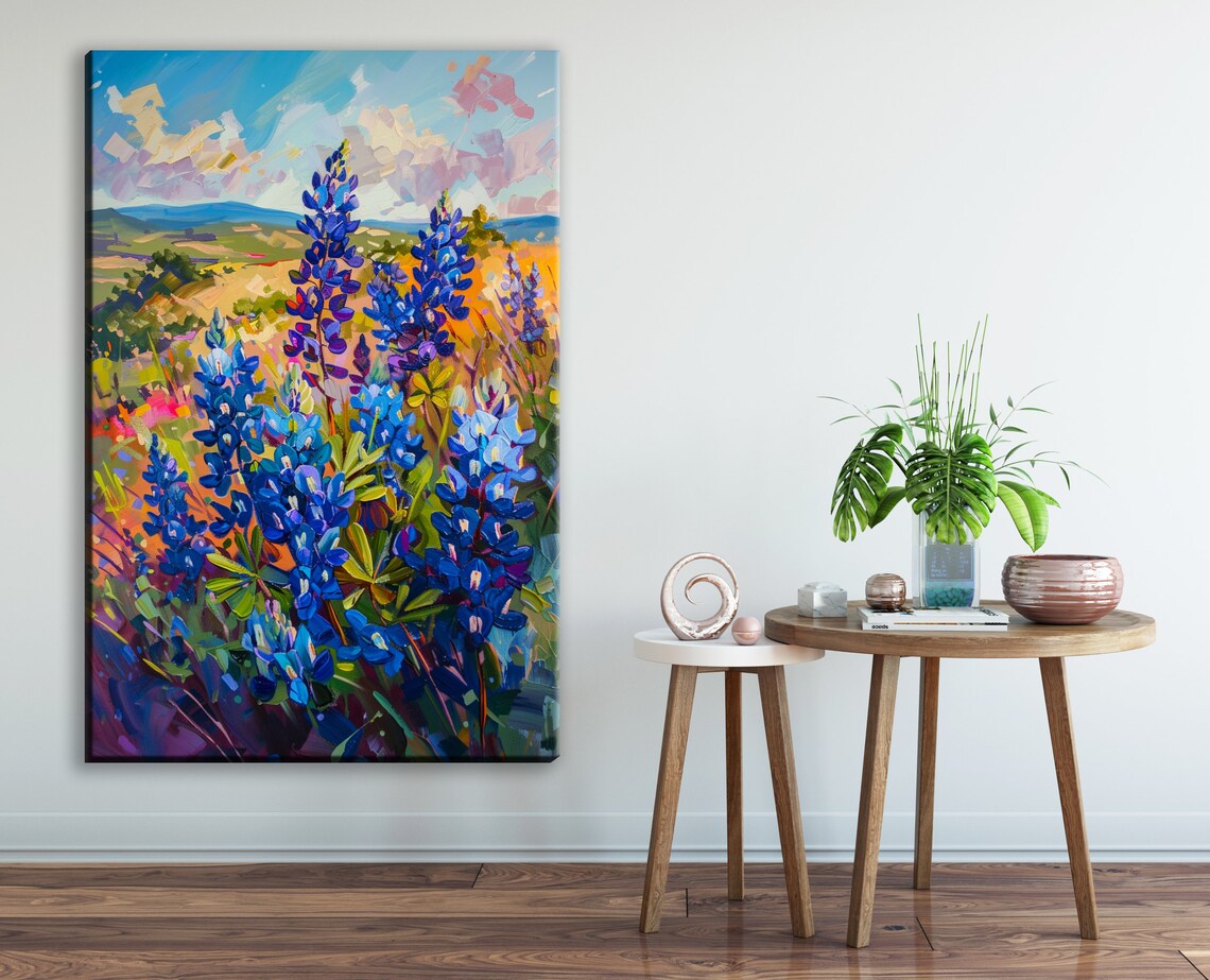 Texas Country Bluebonnet Meadow Wall Decor Art Print - Image 2
