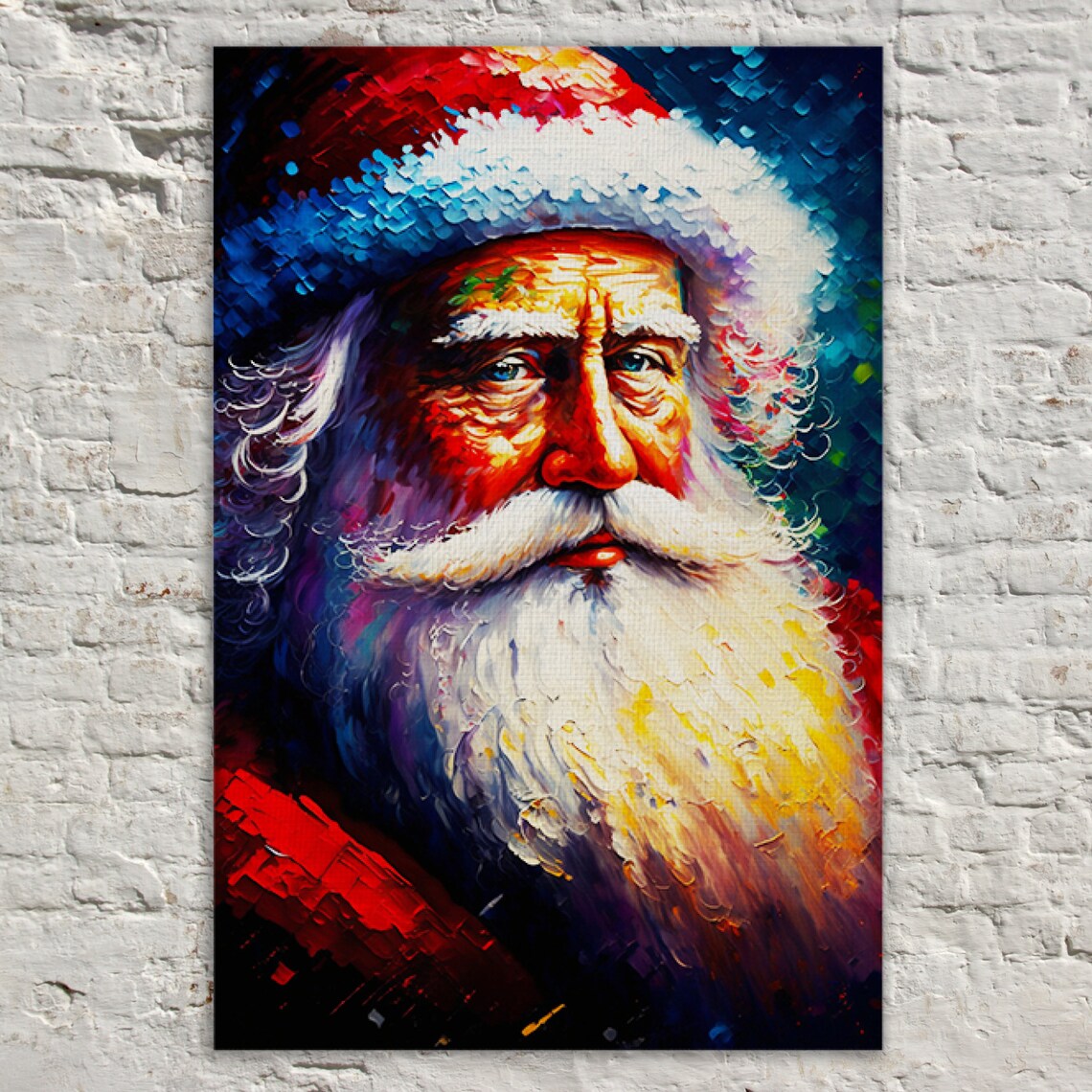Santa Claus Old Saint Nick Portrait Warm Glow Christmas Art Poster - Image 5