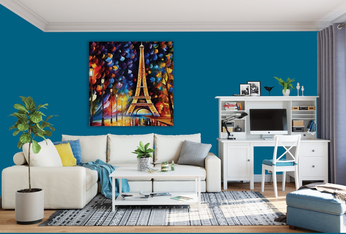 Eiffel Tower Paris Painting Print Vibrant Colorful Art - Image 2