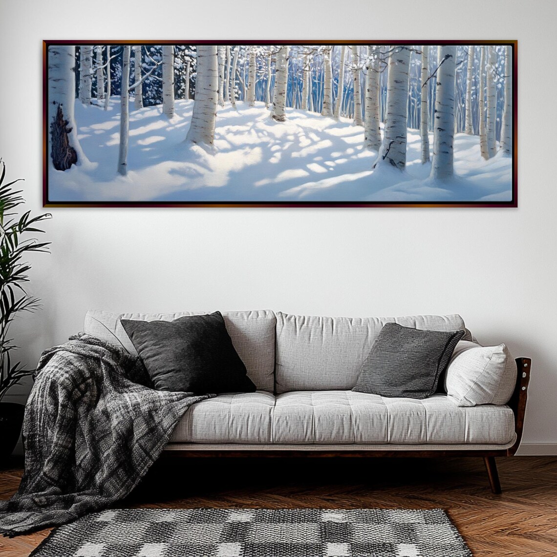 Snowy Aspen Tree Forest Winter Wall Art Print - Image 5