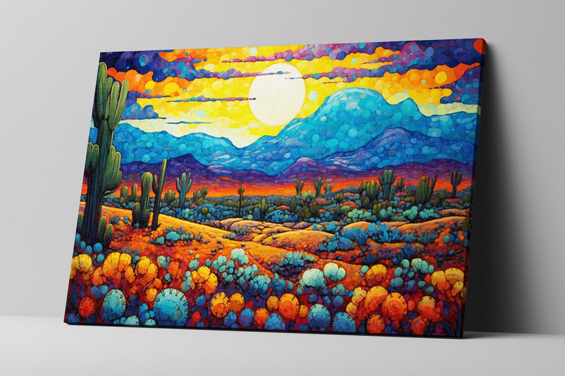 Arizona Desert Southwest Landscape Robotic Expressionism Western Wall Art Painting Print Large - Image 5