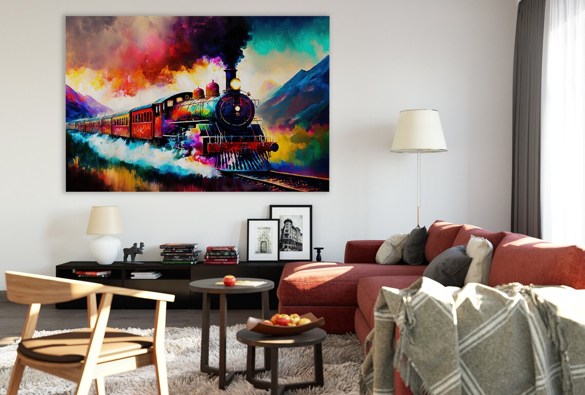 Train Locomotive Colorful Art Print, Modern Poster - Image 3