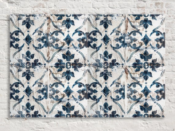 Modern Farmhouse Design Rustic Tile Pattern Wall Art Gicle Print On Gallery Wrapped Artist Available In Extra Large Sizes
