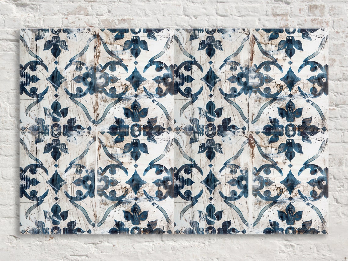 Modern Farmhouse Design Rustic Tile Pattern Wall Art Gicle Print On Gallery Wrapped Artist Available In Extra Large Sizes