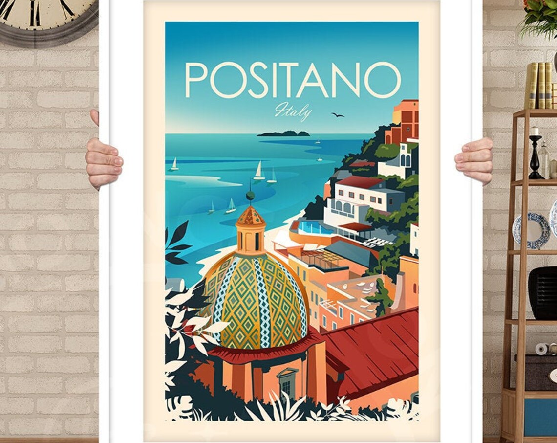 Italy Travel Poster, Positano Amalfi Coast Art Print - Image 3