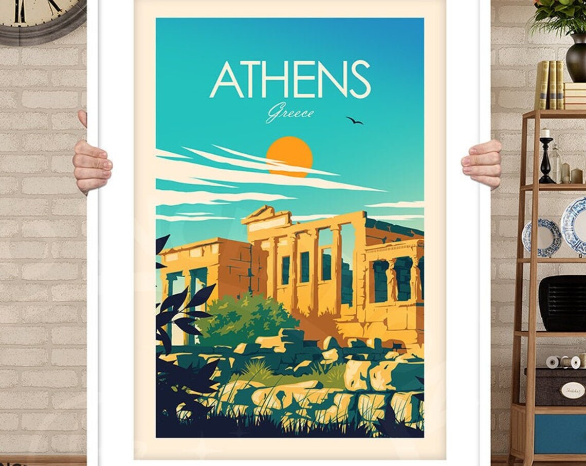 Athens Greece Travel Poster, Acropolis and Parthenon - Image 2