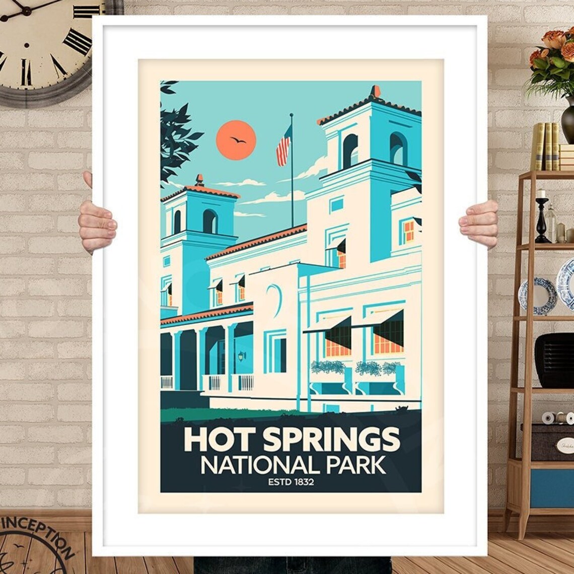 Hot Springs National Park Travel Poster, Bathhouse Row