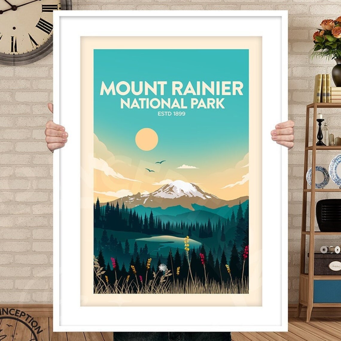 Mount Rainier National Park Travel Poster Print