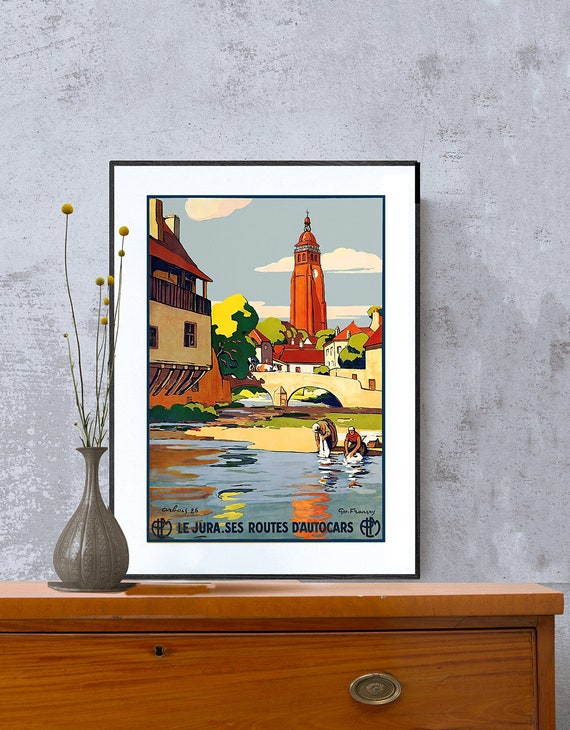 Le Jura Ses Routes Dautocars Vintage Travel Poster Poster Paper Or Giclee Print Gift Idea Wall Decor