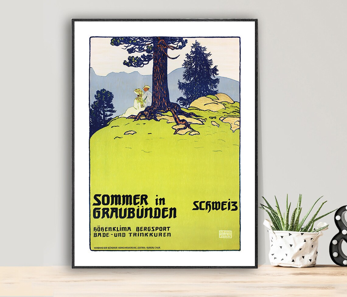 Sommer In Graubunden Schweiz Vintage Travel Poster