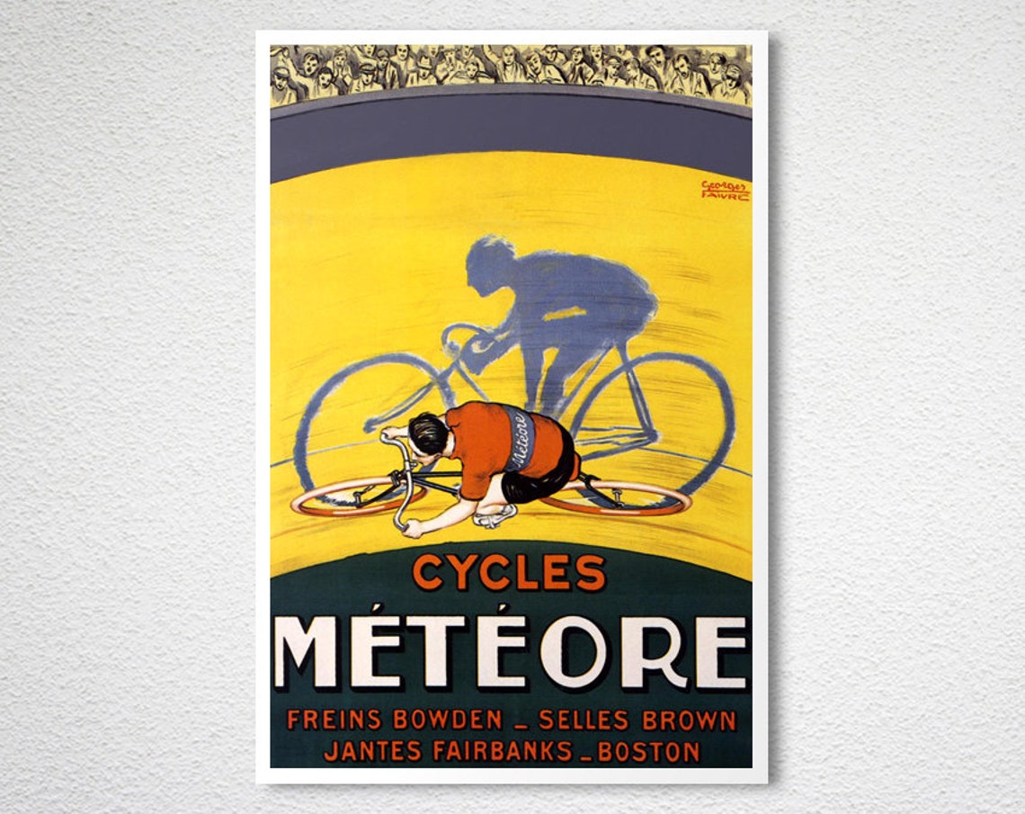 Cycles Meteore Track Cyclist Vintage French Velodrome Poster - Image 2