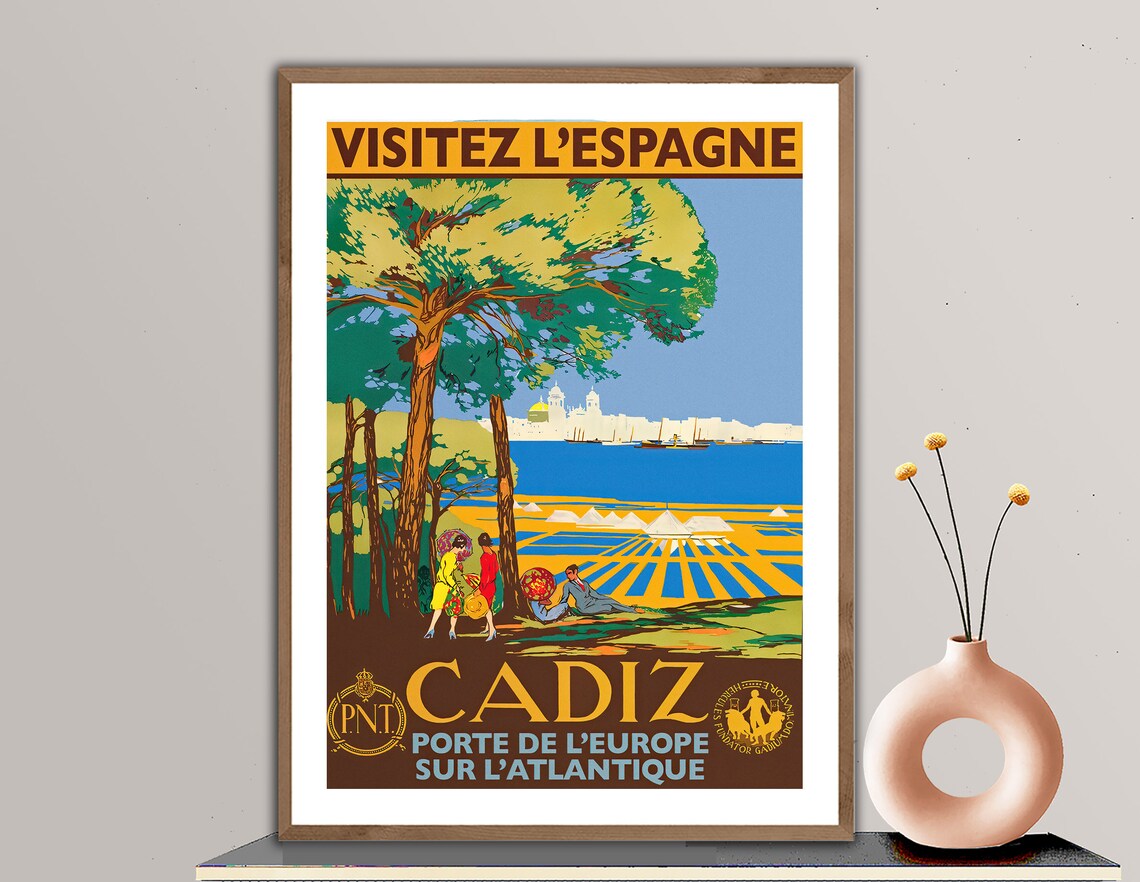 Cadiz Vintage Travel Poster, Spain Travel Poster
