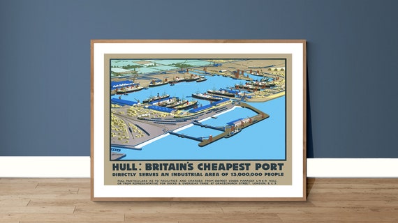 Hull Britains Cheapest Port Vintage Travel Poster Poster Paper Or Print Gift Idea Wall Decor