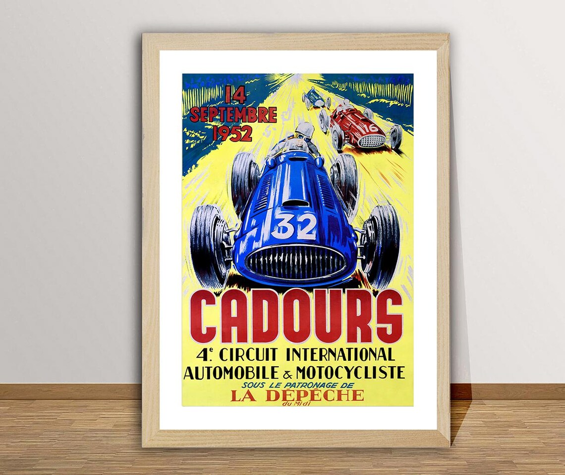 Cadours 1952 Circuit International Vintage Grand Prix Race Poster