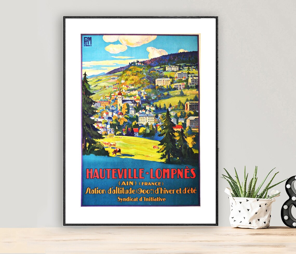 Hauteville Lompnes Ain France Vintage Alpine Resort Travel Poster