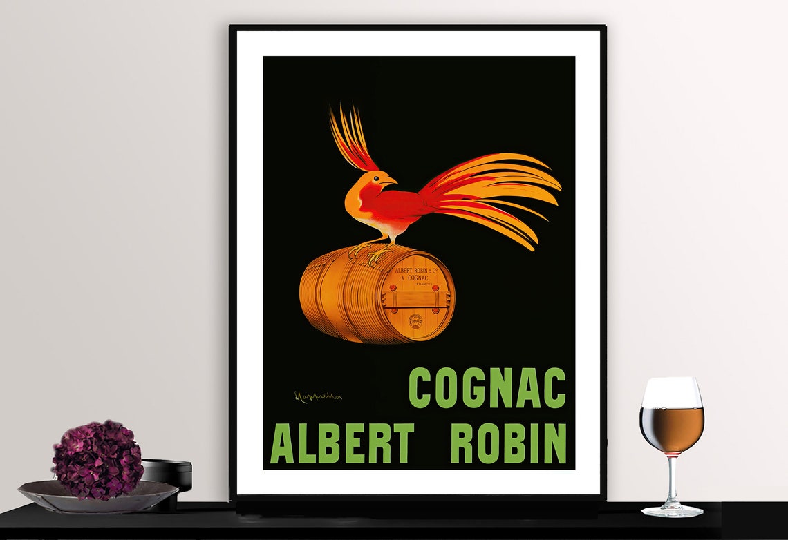 Cognac Albert Robin Phoenix Rooster Leonetto Cappiello Vintage Poster