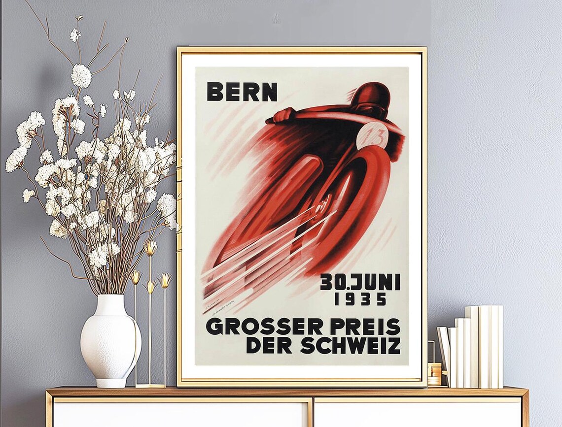 Bern Grosser Preis Der Schweiz 1935 Vintage Racing Poster - Image 2