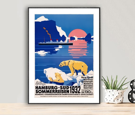 Hamburg Sd Sommerreisen 1932 Vintage Travel Poster Poster Print Or Print Gift Idea Wall Decor
