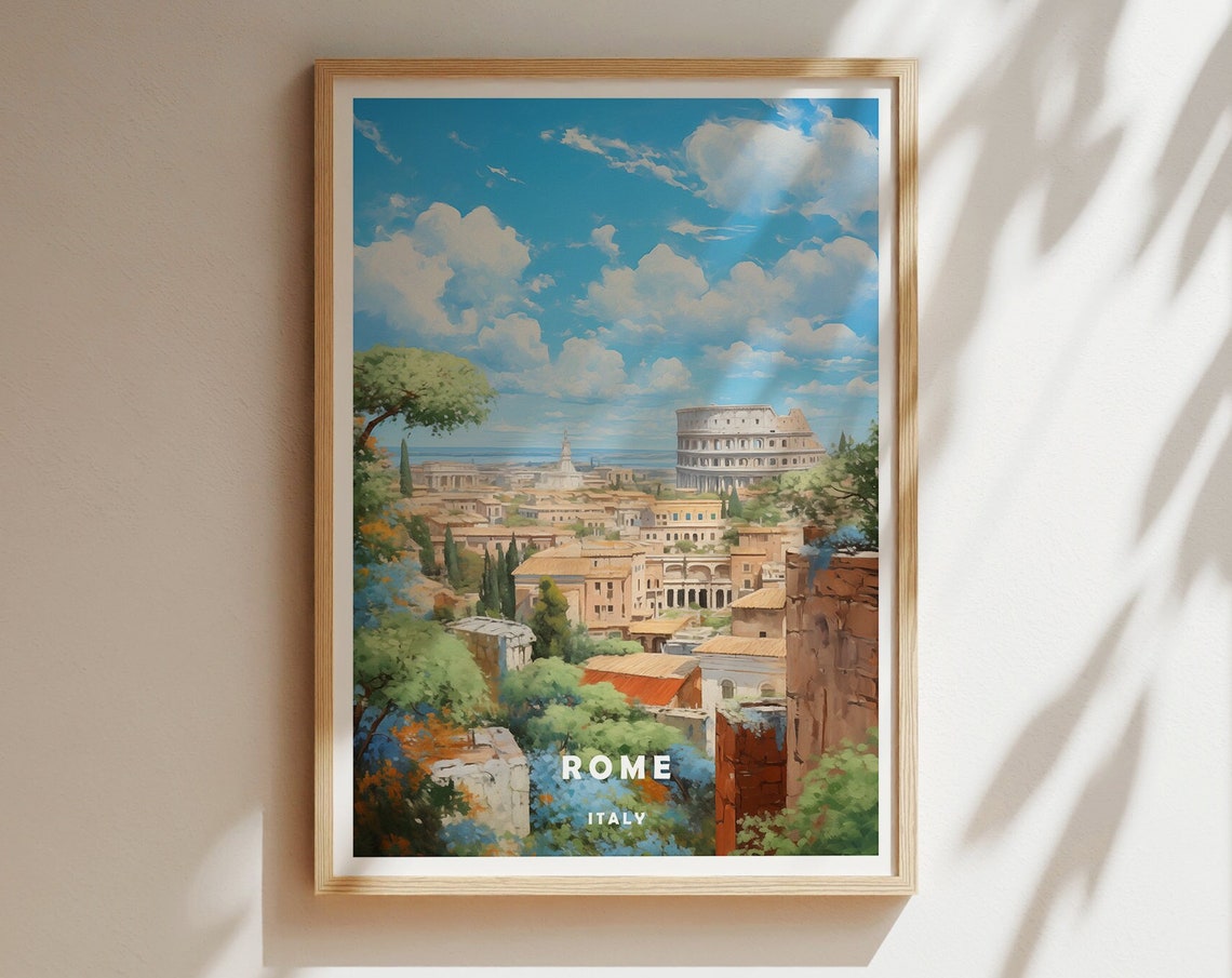 Rome Travel Poster Rome Print Rome Wall Art Retro Print City Print Rome Decor Italy Print Colosseum Print Vatican City Art Italy Art