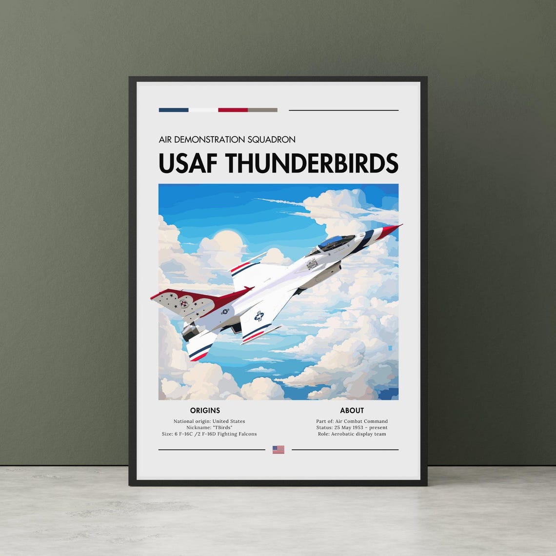USAF Thunderbirds F-16 Fighting Falcon Air Demonstration Poster