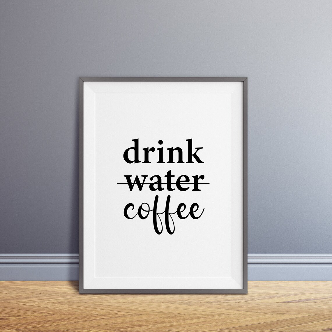 Drink Coffee Art Interior Poster Coffee Print Monochrome Black White Message Art Coffee Wall Art Typography - Image 3