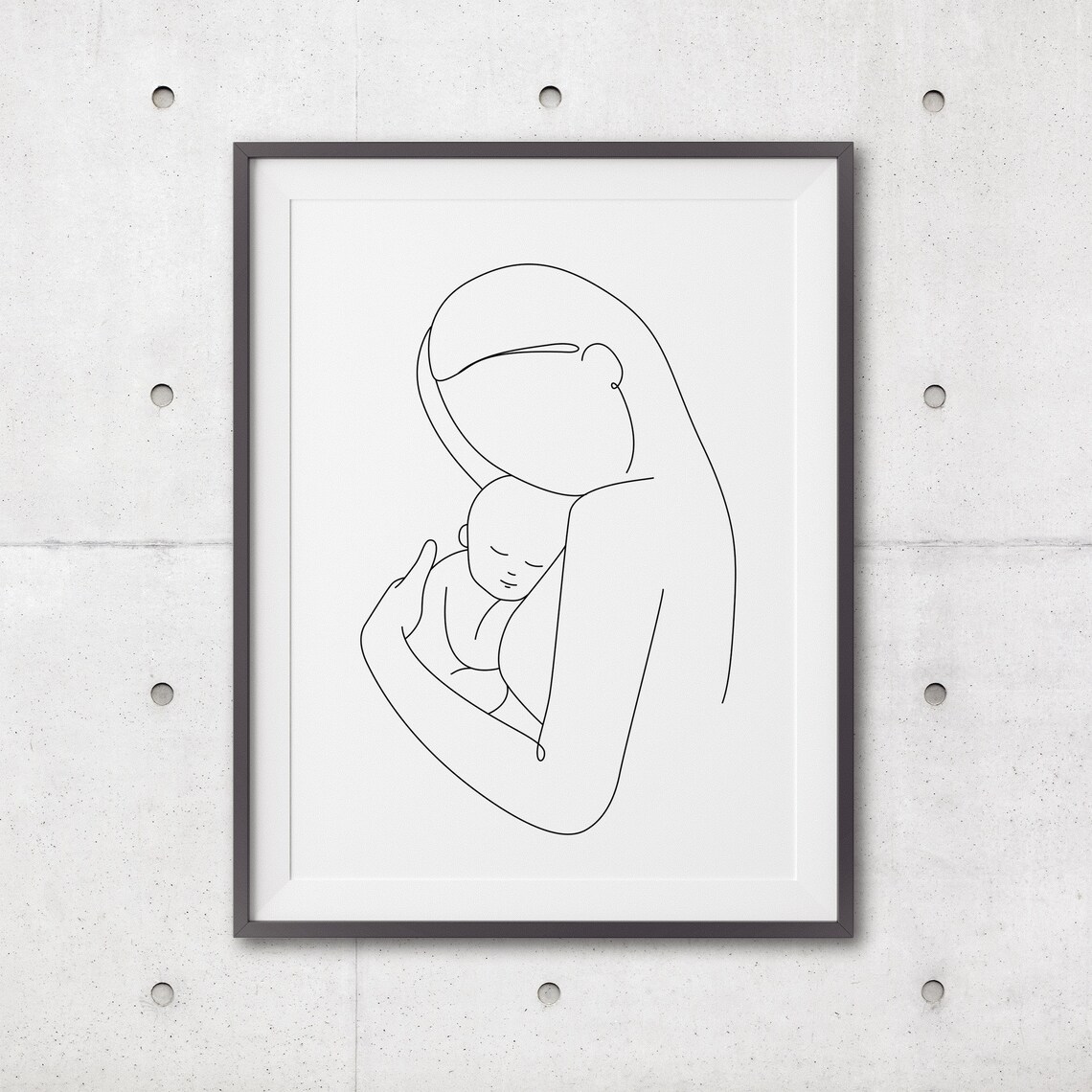 Mother Holding A Baby Print Mother And Baby Wall Line Art Nursery Line Art Mother And Child Line Drawing Mothers Day Gift - Image 3